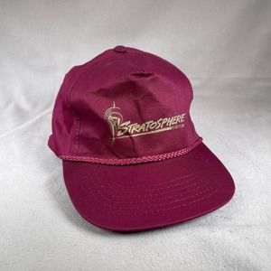 Stratosphere Las Vegas Hat Mens OS Red‎ Snapback Cap A Frame Rope Burgundy